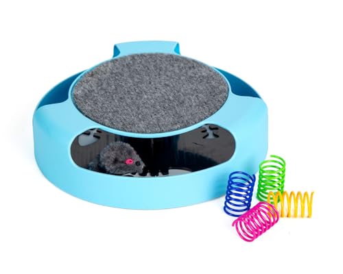 JoyPatas | Juguetes para Gatos- Juguete Gato- Juguetes interactivos para Gatos- ¡Diversión cazando el ratón! El Regalo Que Todos aman- con Juguete Extra de Regalo, Medidas: 25.5cm x 6.5cm (Azul)