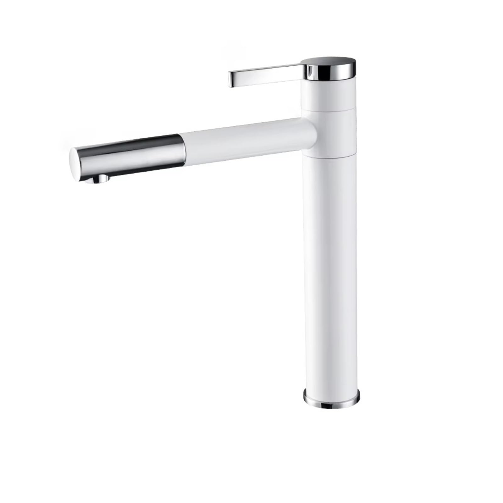 Basin Faucets Brass Bathroom Faucet Vessel Sinks Mixer Vanity Tap Swivel Spout Deck Mounted White Color Washbasin Faucet(High-White Chrome,G3/8)