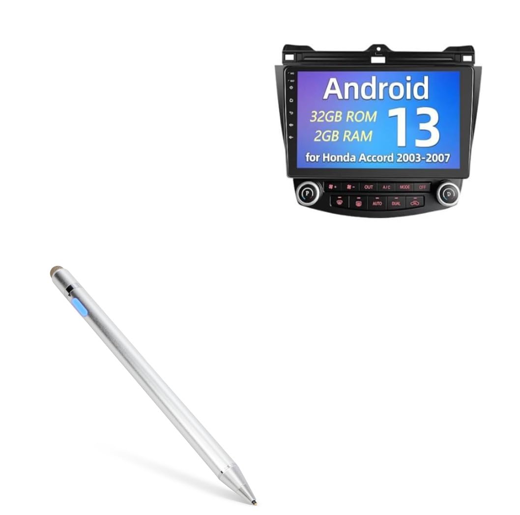 BoxWave Stylus Pen Compatible with Podofo Honda Accord 2003-2007 Car Stereo (10.1 in) - AccuPoint Active Stylus, Electronic Stylus with Ultra Fine Tip - Metallic Silver