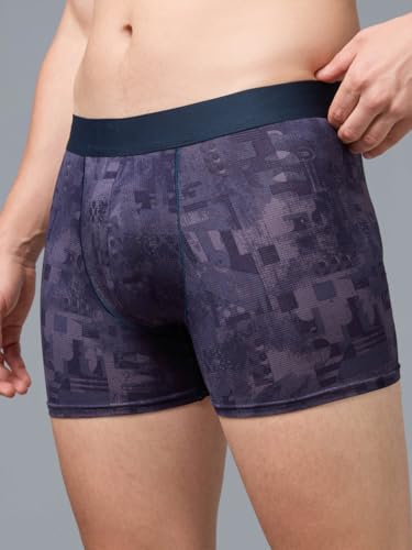 Image of TECHNOSPORT Men's Colorblock Trunks Underwear with ElastoLITE 4 Way Stretch Lightweight Breathable Moisture Wicking Soft Anti Odour Anti Microbial Comfort Fit Boxer Briefs Innerwear for Men