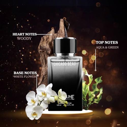 Image of JAQULINE USA Chicago Beau Premium Long Lasting Perfume | Men Women | Woody, Citrus & Musky | Sophisticated Versatile Fragrance - 100ml