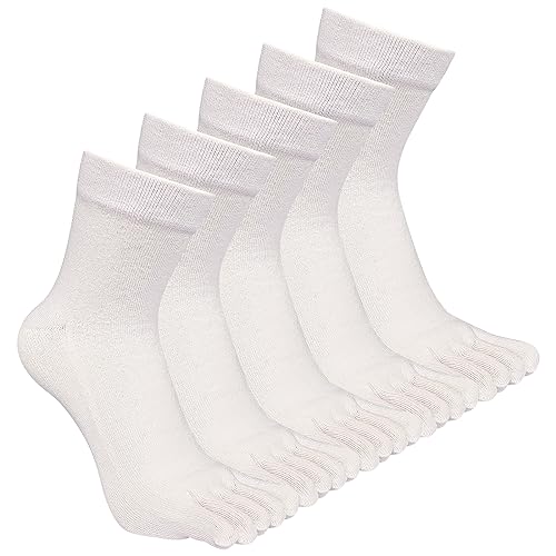 CaiDieNu Mens Toe Socks Cotton Running Five Finger Crew Socks Cotton