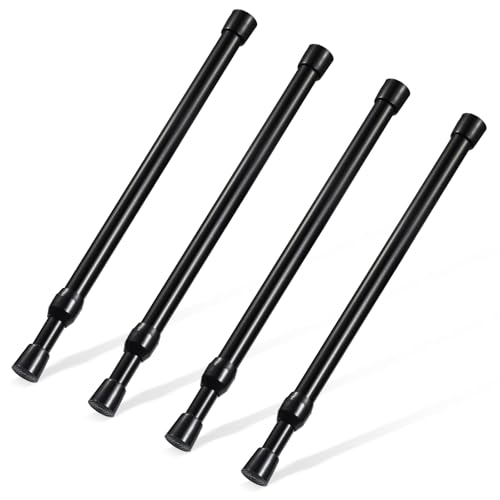 Image of Spring Tension Rod, Goowin Small Tension Rod, 5 /8 inch Diameter No Drilling Expandable Short Tension Rods Spring Rods, Tension Rods for Closet, Cupboard, Hanging Clothes, Black, 4 Pack (12-20 inch)