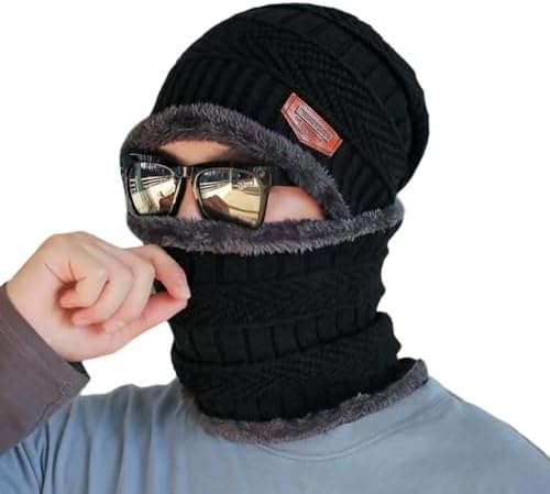 Gorro Touca Forrado Com Gola Cachecol Frio Inverno Unissex Mascul...