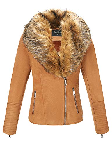 [Caratteristiche di Base]: Collo Staccabile in Pelliccia Sintetica, Chiusura Frontale Asimmetrica con Zip, Ecopelle Scamosciata al 100%, Maniche Lunghe. Il modello è 173cm// Busto: 83cm// Vita: 66cm// Fianchi: 89cm// Taglia: S.