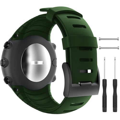 patrohoo Bands for Suunto Core Strap, Rubber Replacement Watch Band for Suunto Core SS014993000(Army Green)?