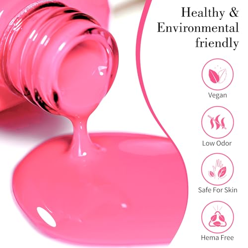 Image of CANNI 9ml Neon Pinkish Red Gel Nail Polish, High Gloss UV LED Soak Off Gel