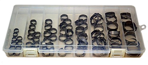 Oetiker Stepless OET105271-80PCK Clamp Assortment Case, Ear Clamps, Single Ear Hose Clamps Without Pincers, 13/32