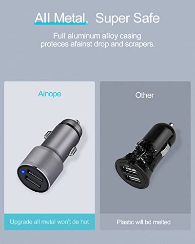 Worsors Fast Car Charger, 4.8A Usb Cigarette Lighter Adapter All Metal Compatible For Iphone 13 Pro Max/13 Pro/13 Mini/12/11/Xs Max/Xs/Xr/X/8 Plus/7/6/Se + 3.3Ft Mfi Certified Lightning Cable #TOP2