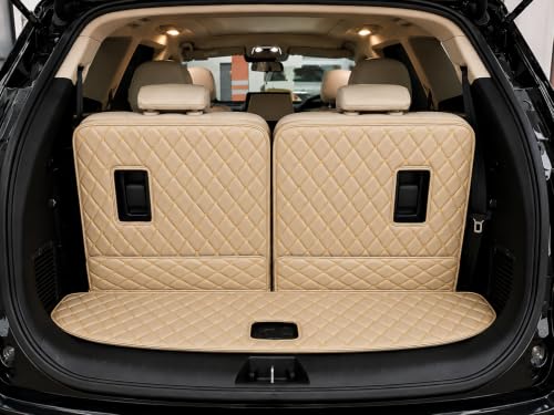 Image of Premium 7D Boot /Trunk Mats Compatible for Mahindra XEV 9s||Luxury Leather Double Layered mats||Complete Set ||100% Waterproof and Washable (Beige with Golden)