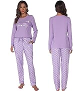 Pijamas Mujer Verano, Pijama Invierno Mujer Calentito Algodón con Mangas Largas Conjunto de Enter...