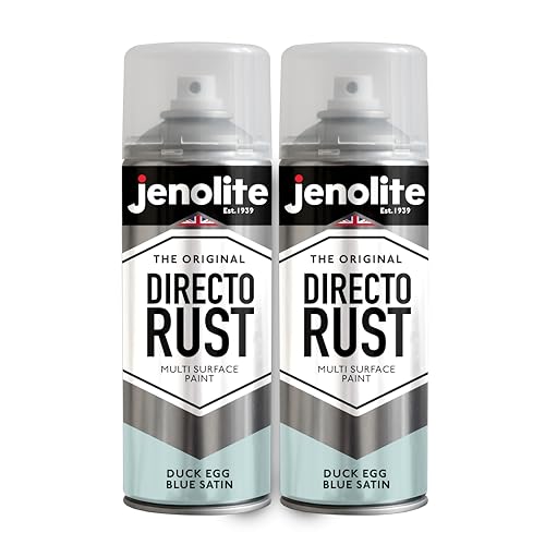 JENOLITE Directorust Peinture aérosol finition satinée | Bleu canard | 2 x 400 ml | Peinture aérosol antirouille directe pour métal | Peinture...