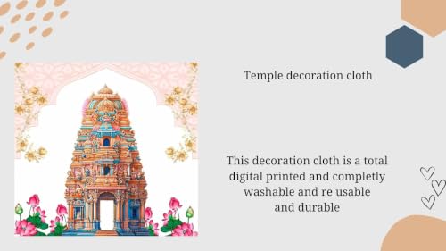Image of Gopuram Temple Backdrop | Traditional Housewarming (Griha Pravesh) Temple Backdrop Decoration | varalakshmi Backdrop Cloth for Decoration Pooja 5x5 feet