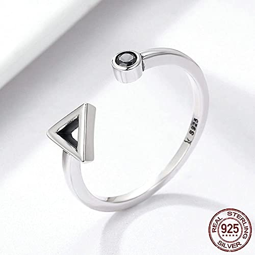 Anneaux de doigt ouverts géométriques en argent S925 bague ajustable triangle - 2