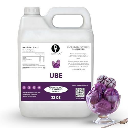 Image of Dolce Flav Ube Purple Flavoring - 32 oz. - Premium Flavoring for Ice Cream, Desserts, Boba, Beverages & Baked Goods | Ideal for Restaurants, Bakeries & Coffee Shops | Made in America