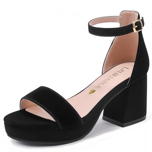 High Heels for Kids Sandals Big Girls Dress Shoes Flower Girl Shoes for Wedding Party Pageant Round Open Toe Ankle Strap Dress Sandals Platform Heels Chunky Pumps for Little Big Kids