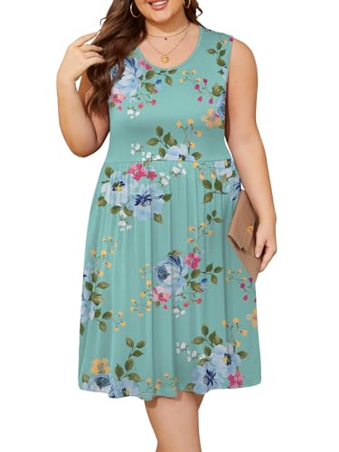 Image of DB MOON Womens 2026 Plus Size Tank Dresses Sleeveless Knee Length Sundress with Pockets