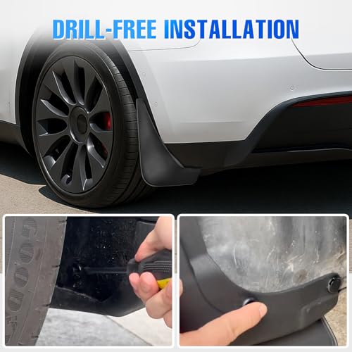 Image of Nilight Mud Flaps Splash Guards for Tesla Model Y 2020 2021 2022 2023 2024 | No Drilling Precision Fit Exterior Accessories Heavy-Duty Splash Guards Protection, Front & Rear Set