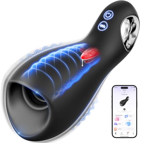Sex Spielzeug für die Männer Masturbator, Elektrischer Masturbieren für Männer mit 5 Zungenleckmodi Hohler Ring, 3IN1 Penis Vibrator Sexspielzeug 360° Umwickeln Penistrainer 10 Vibrationsmodi Sex Toys