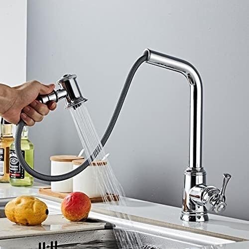 Robinet d'évier avec douchette extractible blanche monotrou