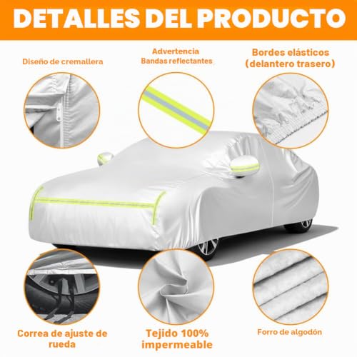 Funda de coche para sol al aire libre con forro de algodón y cremallera universal 3