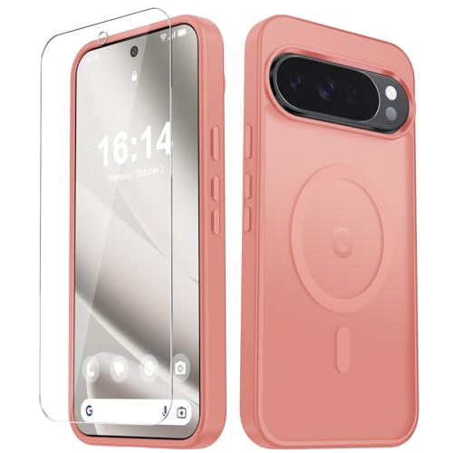 Image of for Google Pixel 10 /10 Pro Case, Matte Magnetic Phone Cover [with 1 Screen Protector] [Support for MagSafe] [Shockproof Military Grade Protection] Translucent Frosted Back, Pink
