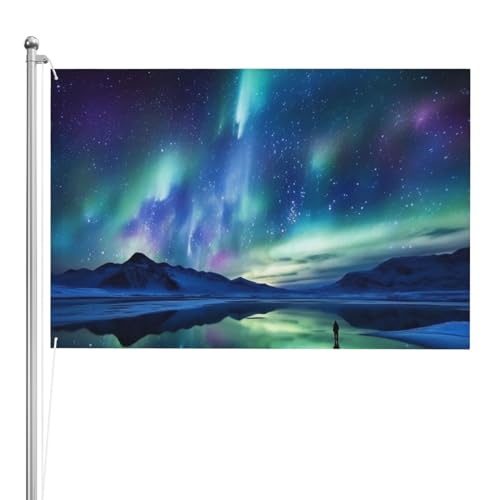 Drapeau aurores boréales double face pour remplacer les murs blancs nus