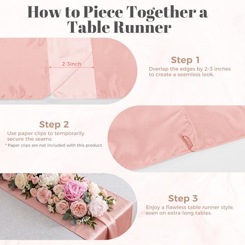 12 Pack Rose Gold Satin Table Runner 12 x 108 Inch Reusable Seamless Design by COSINIA - Used condition - Image 5