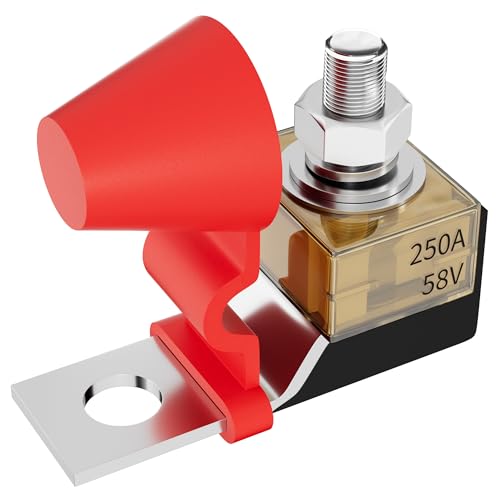 Joinfworld - Joinfworld MRBF Terminal Fuse Block 250A 58V DC Battery Terminal Fuse Kit with 5/16" Stud Marine Battery Fuse and Waterproof Cap for Boat Truck RV Construction Vehicles