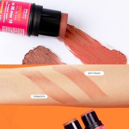 Kit Protetor Solar com cor PRO15 + Blush em Bastão (Soft Peach) - Resistente Água Esporte Beleza Sol