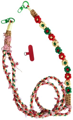 Handmade Phone Wrist Strap, Mobile Phone Lanyard Charms Strap For Women， Christmas Holiday Color Scheme