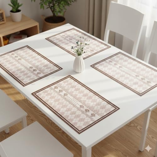 Image of YELONA Leather Dining Table Placemats Set of 4 - Waterproof, Heat Resistant, Anti-Slip, Easy to Clean Table Mats for Dining Table, Kitchen & Home Decor (Dusty Rose, 40 x 30 cm)