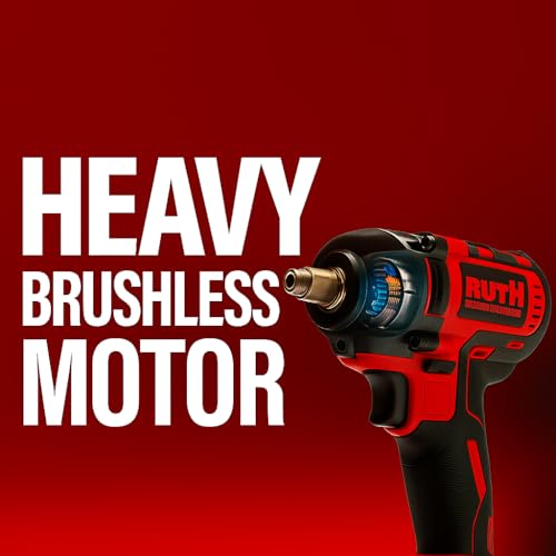 Image of RUTH 4-in-1 Cordless Impact Wrench /Driver Drill 48V, 850Nm Torque, 2x5.0Ah Li-ion Batteries, Variable Speed, LED Light | 30-Piece Kit of Sockets & Bits, Fast Charger & Carry Case. (Red And Black)