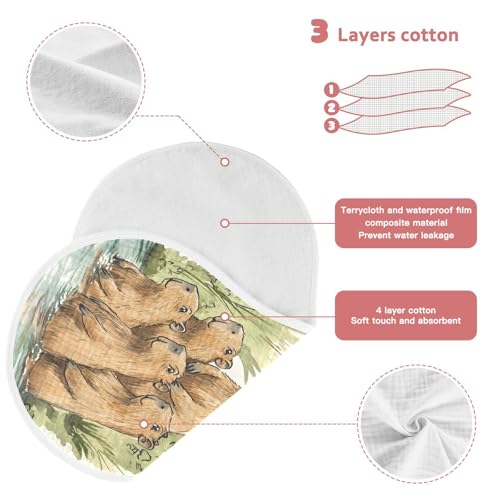 Bolaz Baby Burp Cloths 2 Pack,Capybaras Pattern3,Feeding Cloths Face Towel Super Absorbent Soft Cotton Burping Rags Feeding Bibs4