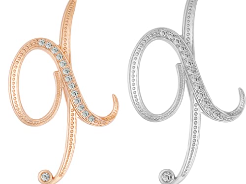 Image of 2 pieces letter brooch pins for women fashion 26 letters Gold-plated silver-plated Color for men Women's alphabet initial brooches pin for clothing Christmas stockings bulk