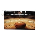 Basketball Arena Coin Purse with Zipper Canvas Coin Pouch Portable Change Purse for Men Women Small Organizer Bag
