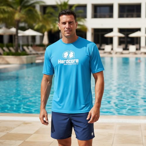 Image of Hardcore Water Sports Mens Rash Guard Surf Swimwear Swim Shirt SPF Sun Protection Loose Fit Fitting