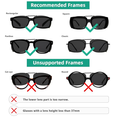 Eyekepper 3-pack Polarized Clip on Sunglasses With Spring Draw Bar Grey/Brown/G15 Lens 54 * 34MM