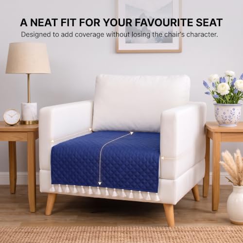 Image of BSB HOME 300 TC Premium Sofa Cover, Quilted Sofa Seat Cover with Decorative Tassels, Soft Comfortable Couch Protector, Stylish Furniture Cover for Living Room, 30 x 24 Inches (76 x 61cm) - Powder Blue