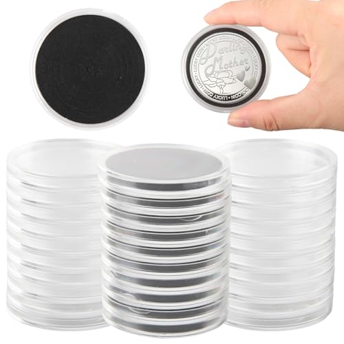 JINXIAN 30 Pièces Ensembles de Capsules de Pièces 45mm Classeur Pièce 2 Euros 5 Tailles (20/25/30/35/40 mm) Entretoises en Réglables Caisse Monnaie pour...