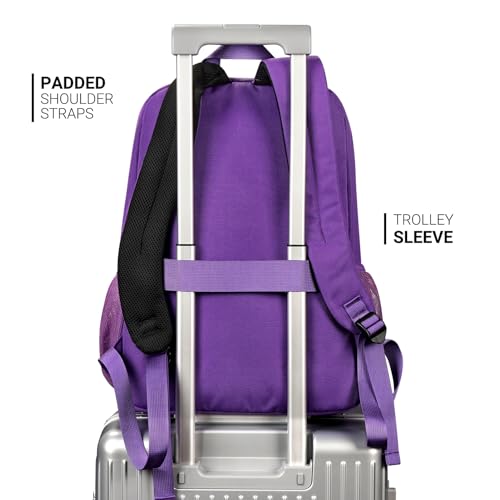 ZORFIN 26L Backpack for College, and Travel: Water Resistant Bookbag - Purple