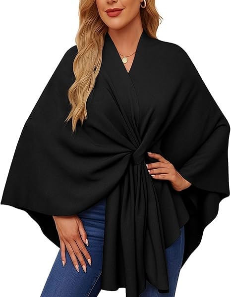 Simplifyleast Shawl Wrap, Elegant Shawl Wraps Soft Open Front Poncho Sweater, 2025 Women's Solid Color Shawls