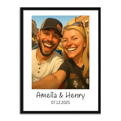 Giantbighands Personalized Funny Couple Caricature Portrait from Photo, Transform Your Photo into Hilarious Art, Custom Wedding Anniversary Engagement Gift For Wife Husband Parents, Valentines Gifts 1