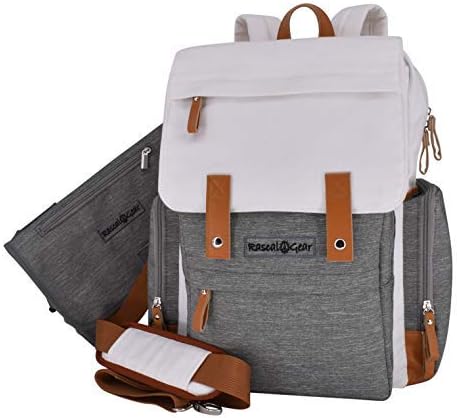 Diaper Bag Backpack or Cross Body Bag - Stroller Straps, Insulated Pockets; Waterproof; Machine Washable; The Heather Bag Comes with Bonus Changing Pad Clutch & Detachable Shoulder Strap