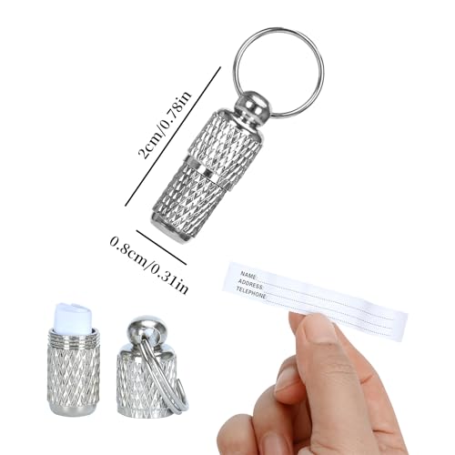 Grenhaven Adressanhänger Adresstube ID Tag Tiermarke Halsband wasserdicht Anhänger für Hund und Katze Adresskapsel Katzenhalsband Hundehalsband Ultra Leicht, XXS, Silber