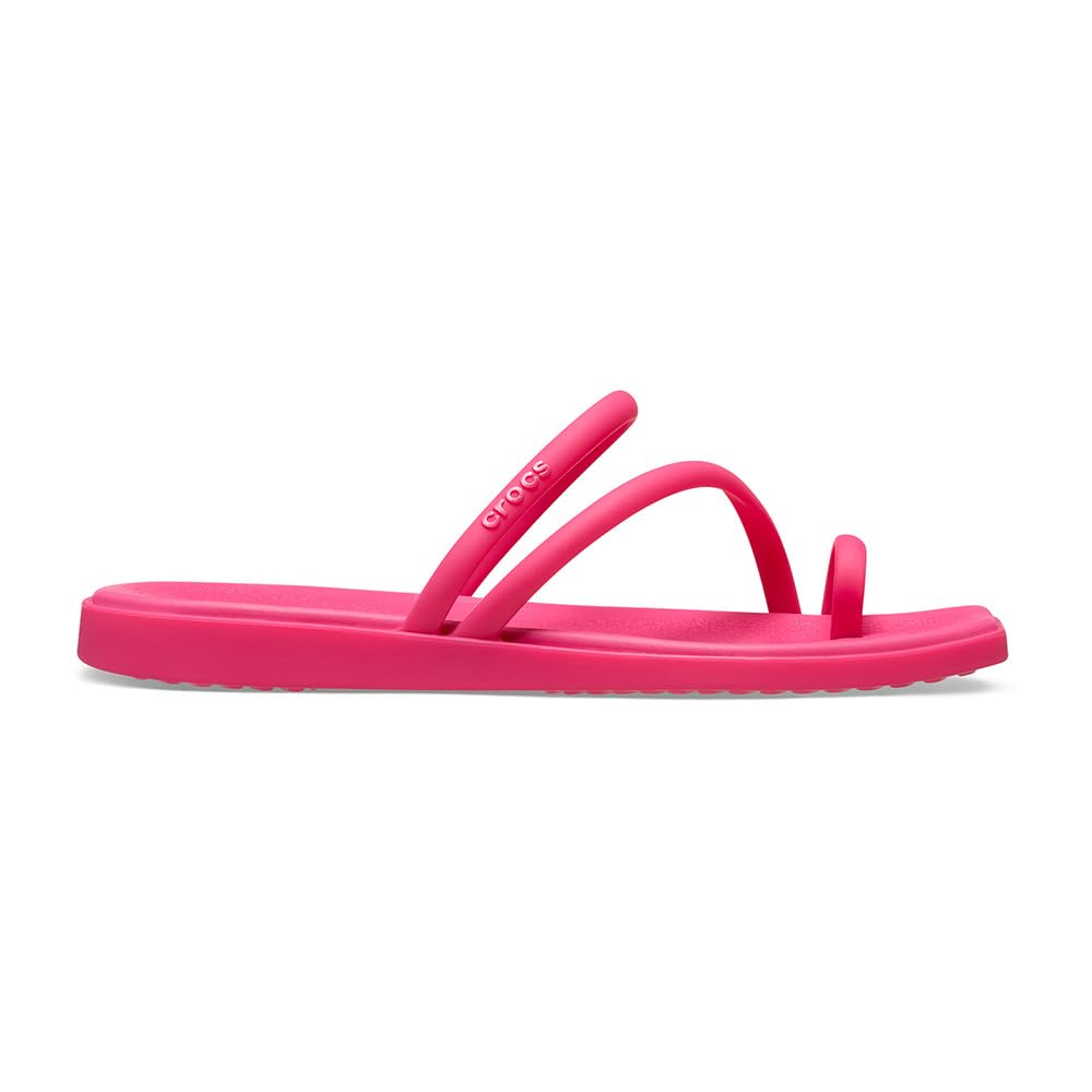 Crocs Women's Miami Toe Loop Sandals | Square Toe Flat | Flexible Straps | Croslite Foam Footbed