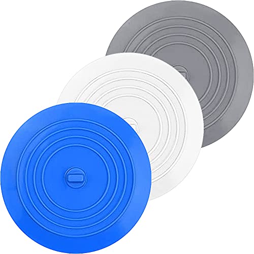3 Bouchons de Baignoire, BOSOIRSOU Bouchon de Baignoire en Silicone de 6 Pouces, Bouchon de Drain, Bouchon de Cheveux, Couvercle Plat à succion pour la Cuisine, la Salle de Bain et la buanderie Cover