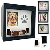 OtterPets Dog Urn for Ashes, 4 Customizable Displays with Paw Print Ink Kit and Flannel Bag, Pet Urns for Dogs Ashes, Pet Cremation Box, Cat Urn for Ashes, Dog Ashes Keepsake (Black)
