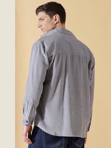 Image of Thomas Scott Men's Premium Spread Collar Double Pocket Corduroy Oversized Shackets
