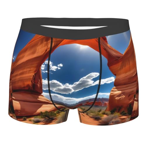 PUYhgb Boxer da uomo con stampa standard del parco nazionale degli archi, boxer da uomo elasticizzati, biancheria intima elastica in vita per un comfort tutto il giorno, Nero , L